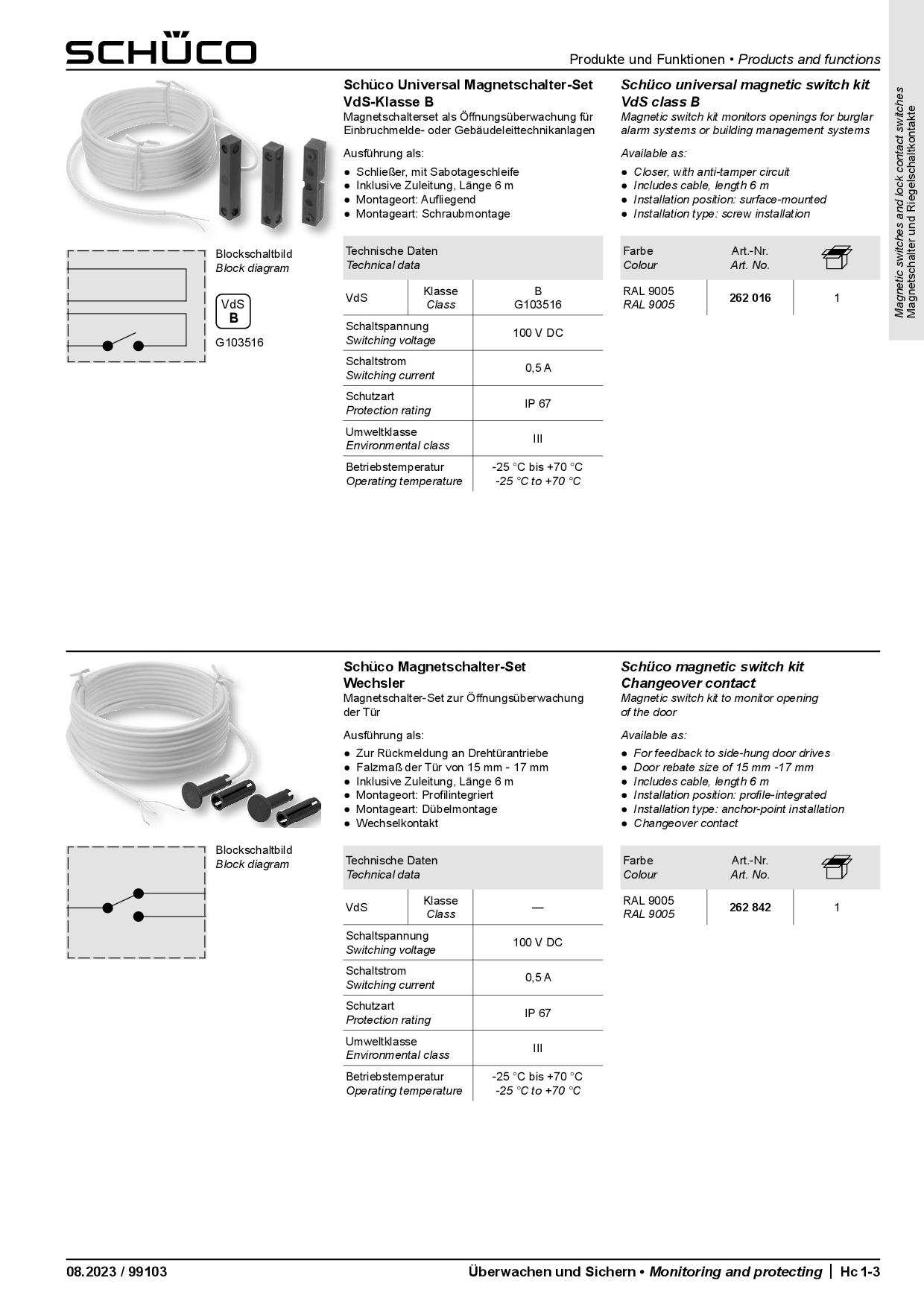 Schüco Magnetschalter-Set Wechsler 262842