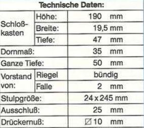 Schüco Riegel-Fallenschloss 211154