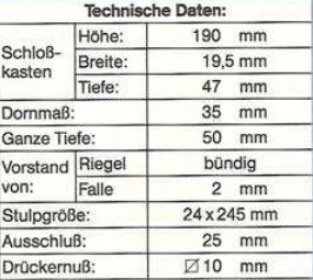 Schüco 211154 Riegel-Fallenschloss
