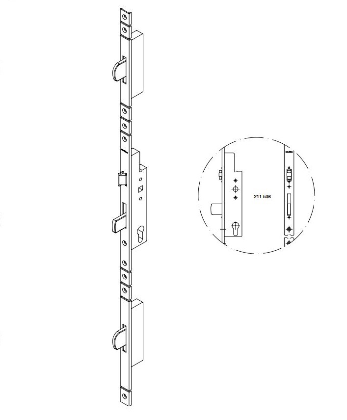 Schüco 211536 Schwenkriegel-Schloss mit Rollenfalle