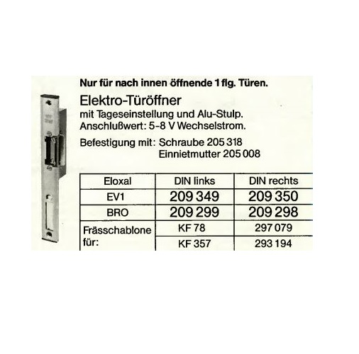 Schüco 209350 E-Öffner DIN rechts