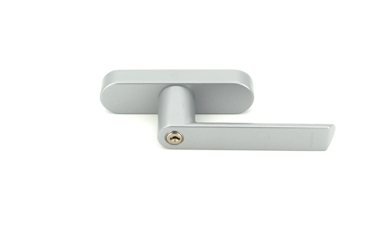 Schüco 269513 abschließbarer Fenstergriff Drehgetriebe Aluminium, silber (Vorgängerartikel 247513 + 214789)