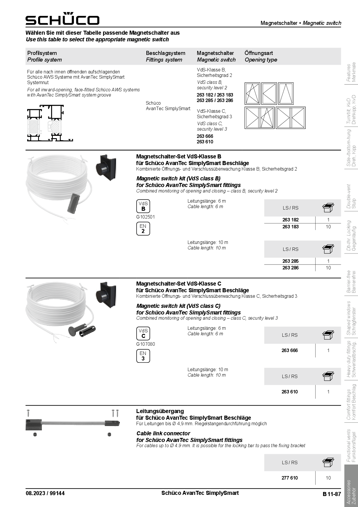 Schüco Magnetschalter-Set AvanTec SimplySmart 263666, VdS-Klasse C