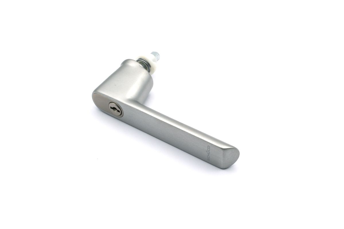 Schueco-Fenstergriff-247038-02 Schüco 247038 abschließbarer RC-Fenstergriff Aluminium, INOX Look