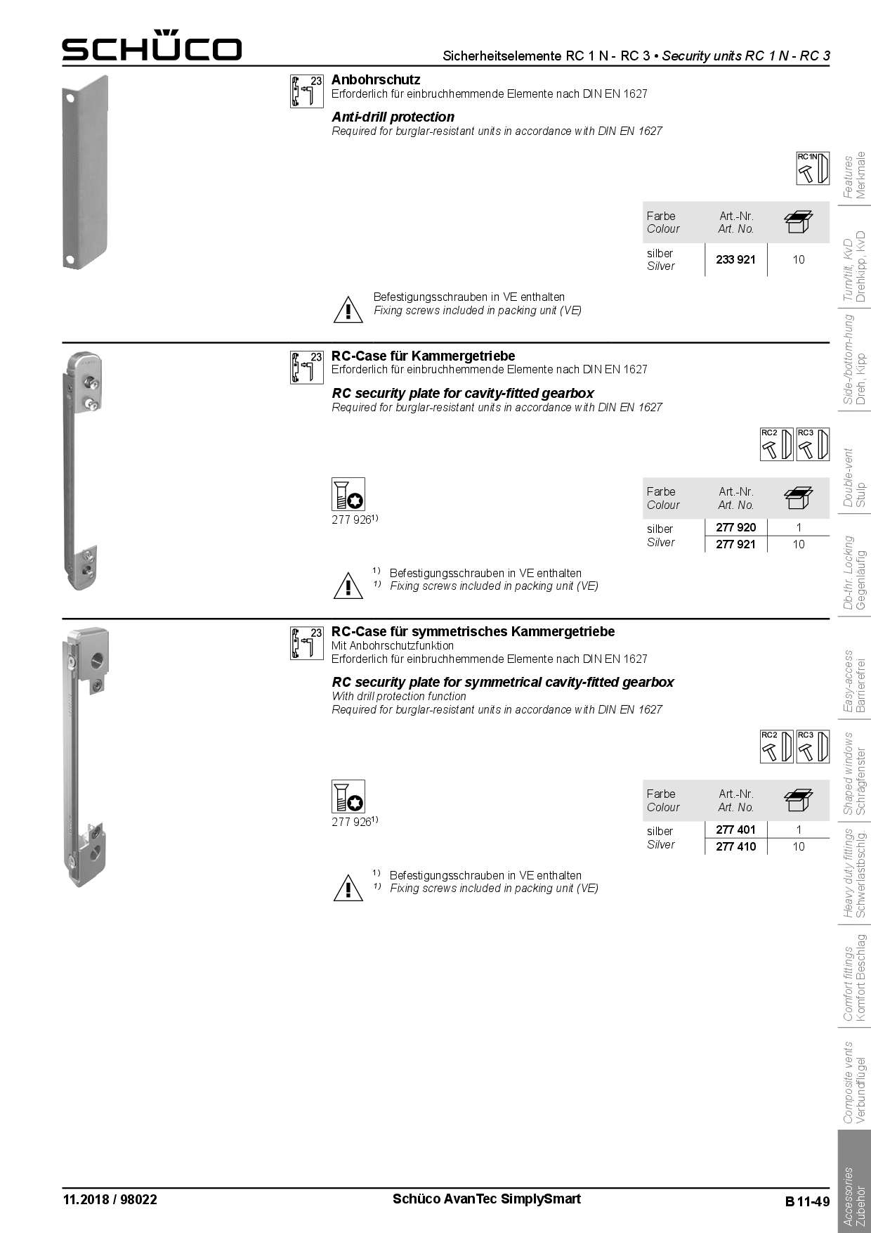 Schüco RC-Case für asymmetrische Kammergetriebe 277920 / 277921