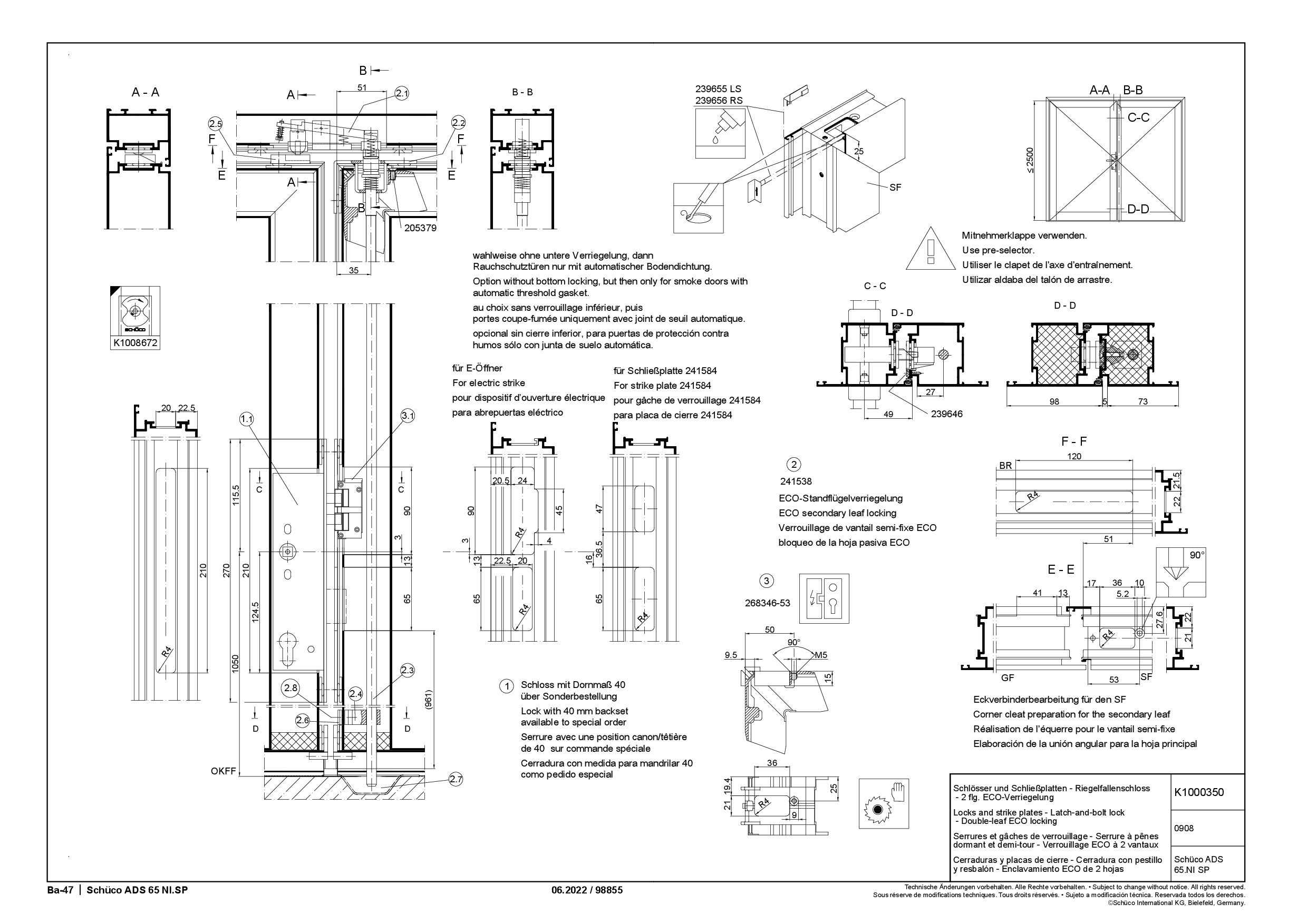 Schüco ECO-Standflügelverriegelung bei 2flg. Türen 241538