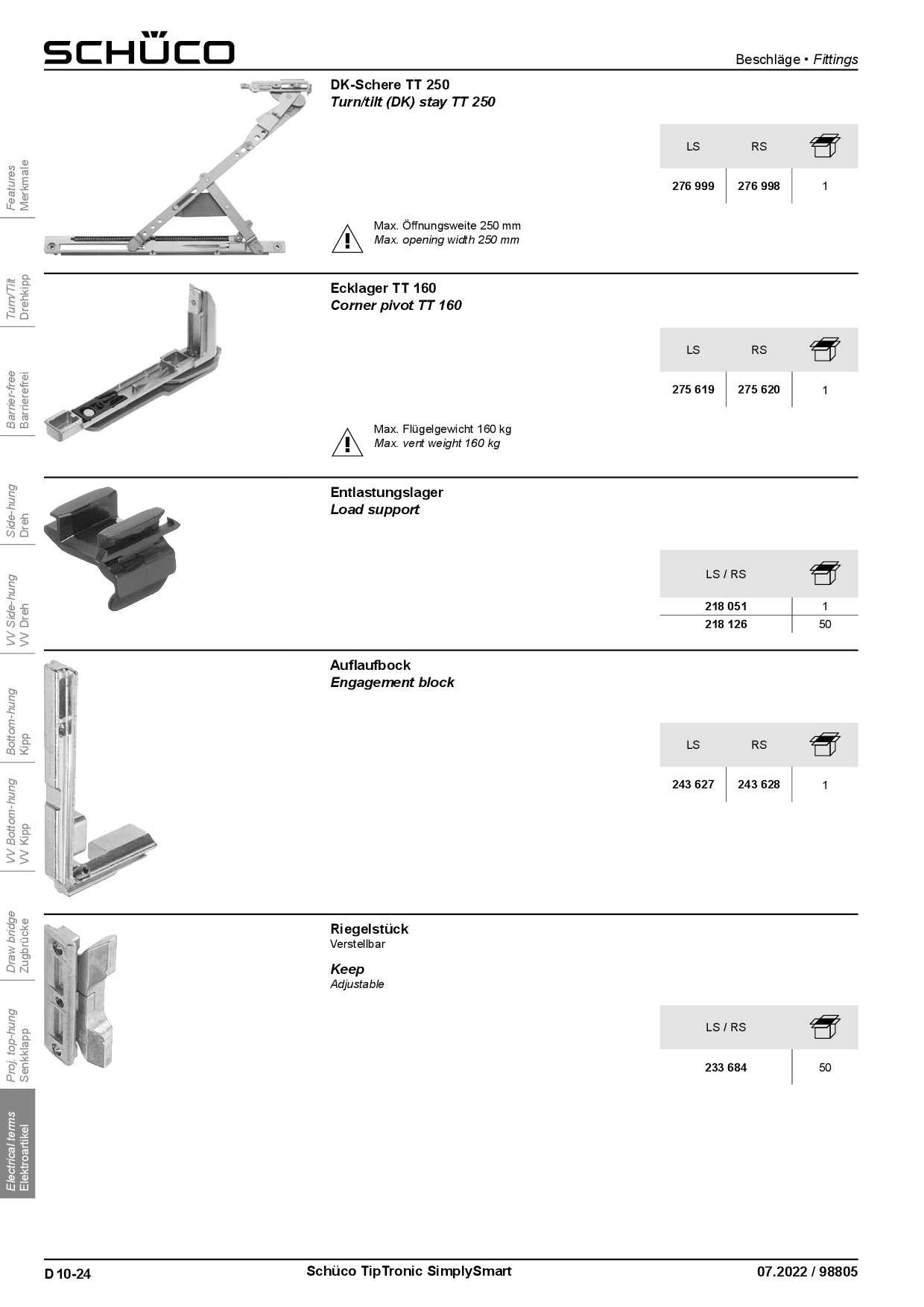 Schüco Entlastungslager AvanTec 218051 / 218126