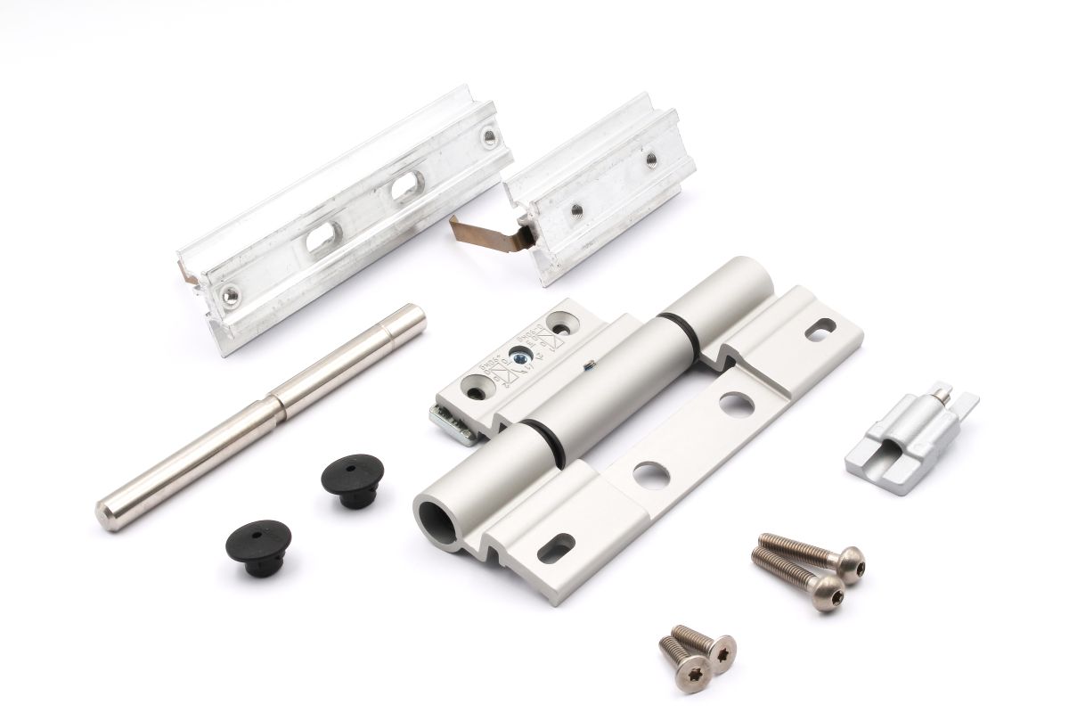 Schueco-Rollent-rband-239168-01 Schüco 239168 Rollentürband, C0 silber, 50 mm, nach innen und außen öffnende Tür (Vorgängerartikel 229638)