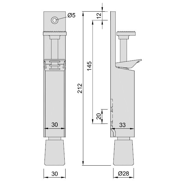 KWS Türfeststeller 1033.72 Aluminium pulverbeschichtet RAL 9016 weiß, Hub 30 mm