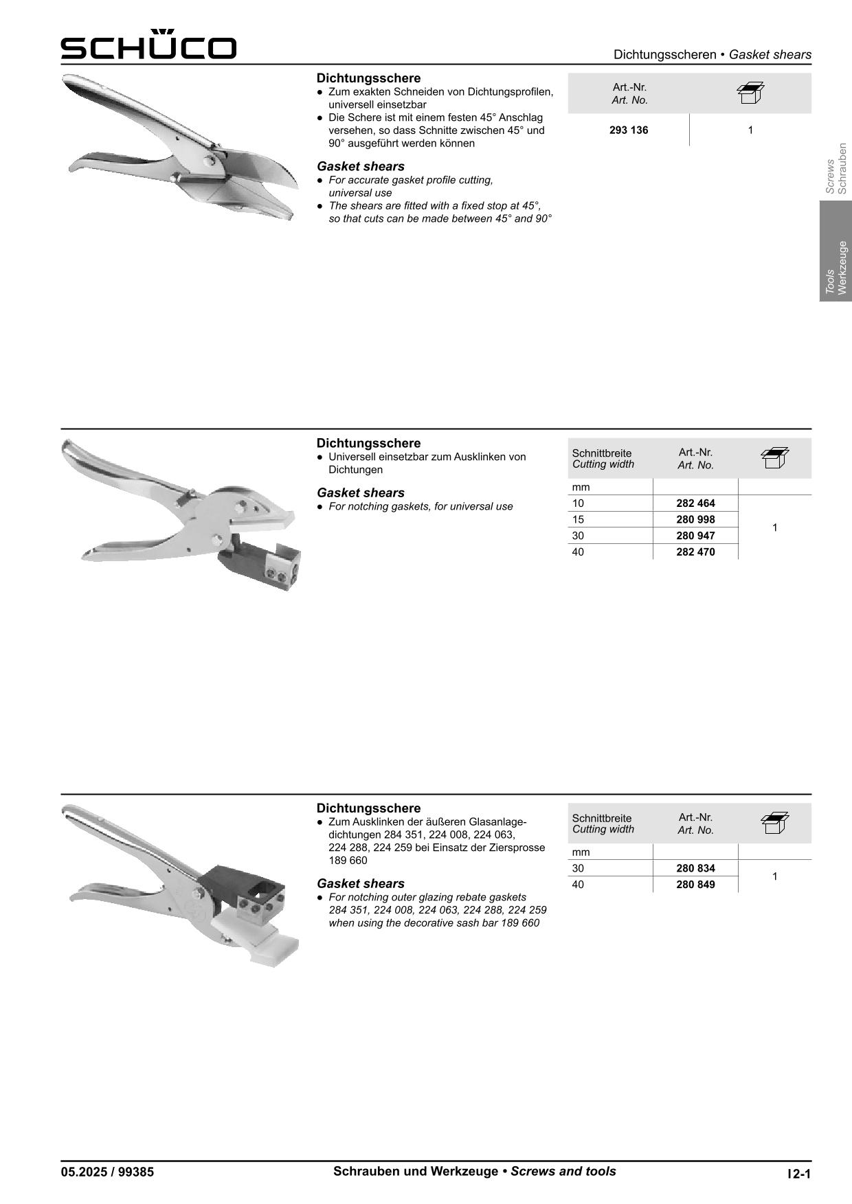 Schüco 280947 Dichtungsschere, Schnittbreite 30 mm