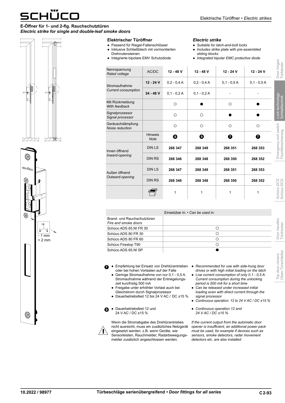 Schüco 268347 E-Öffner für Rauchschutztüren DIN links (Vorgängerartikel 267547)
