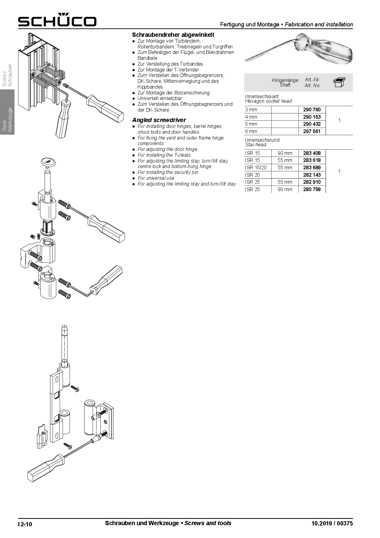 Schüco 283689 abgewinkelter Schraubendreher ISR 15/20