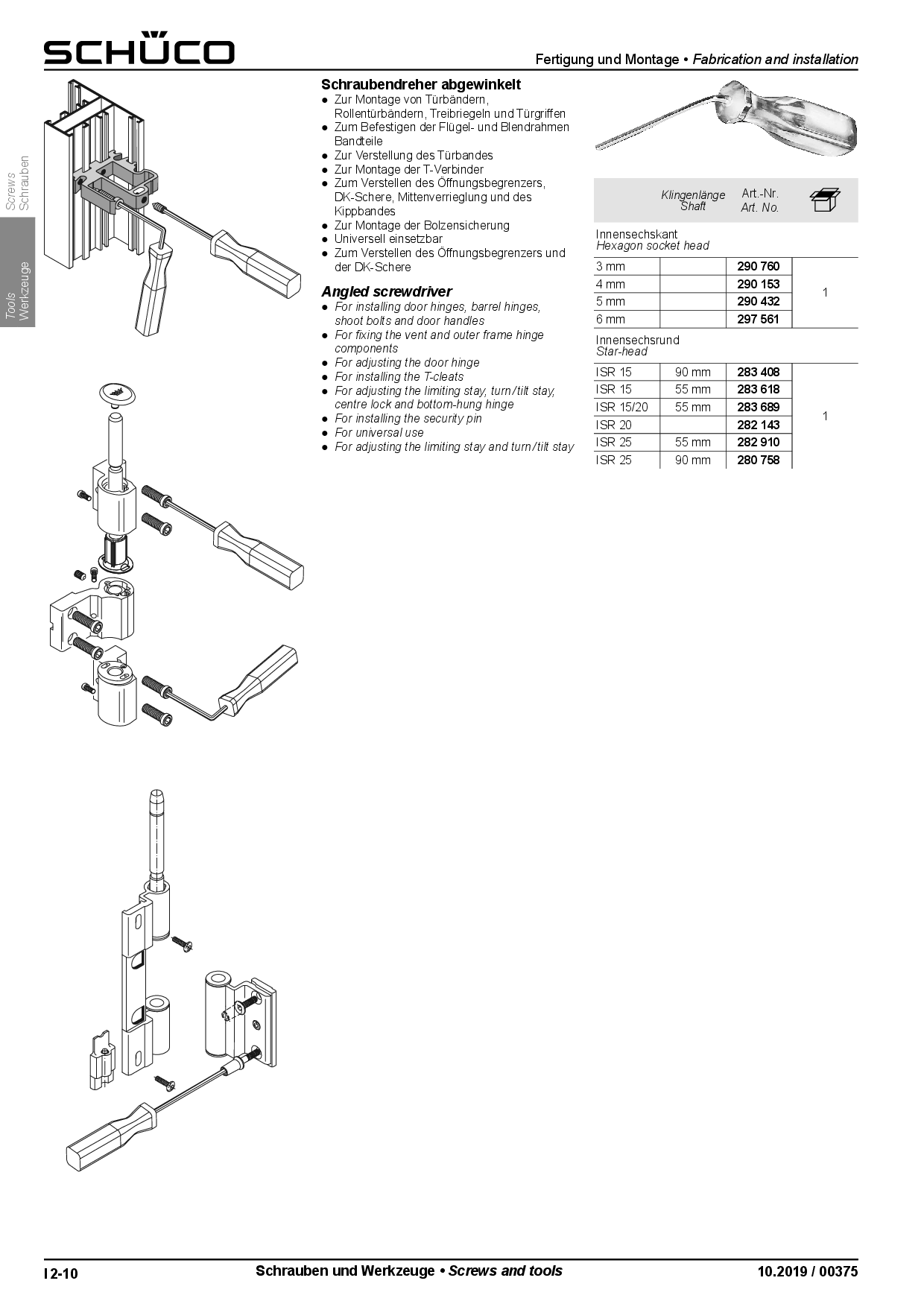 Schüco abgewinkelter Schraubendreher für Innensechsrund ISR 25, 280758