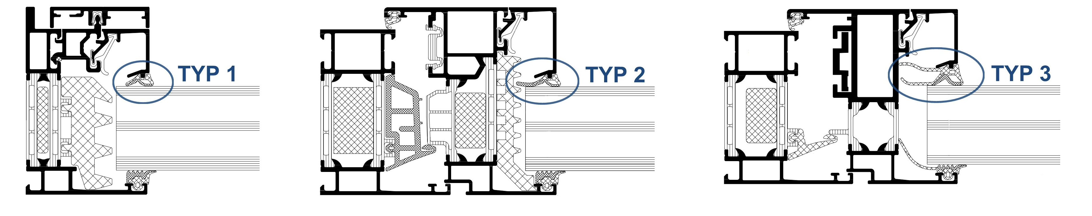 Schüco Glasdichtung innen TYP 3 verschiedene Tiefen - 284838 / 284839 / 284840