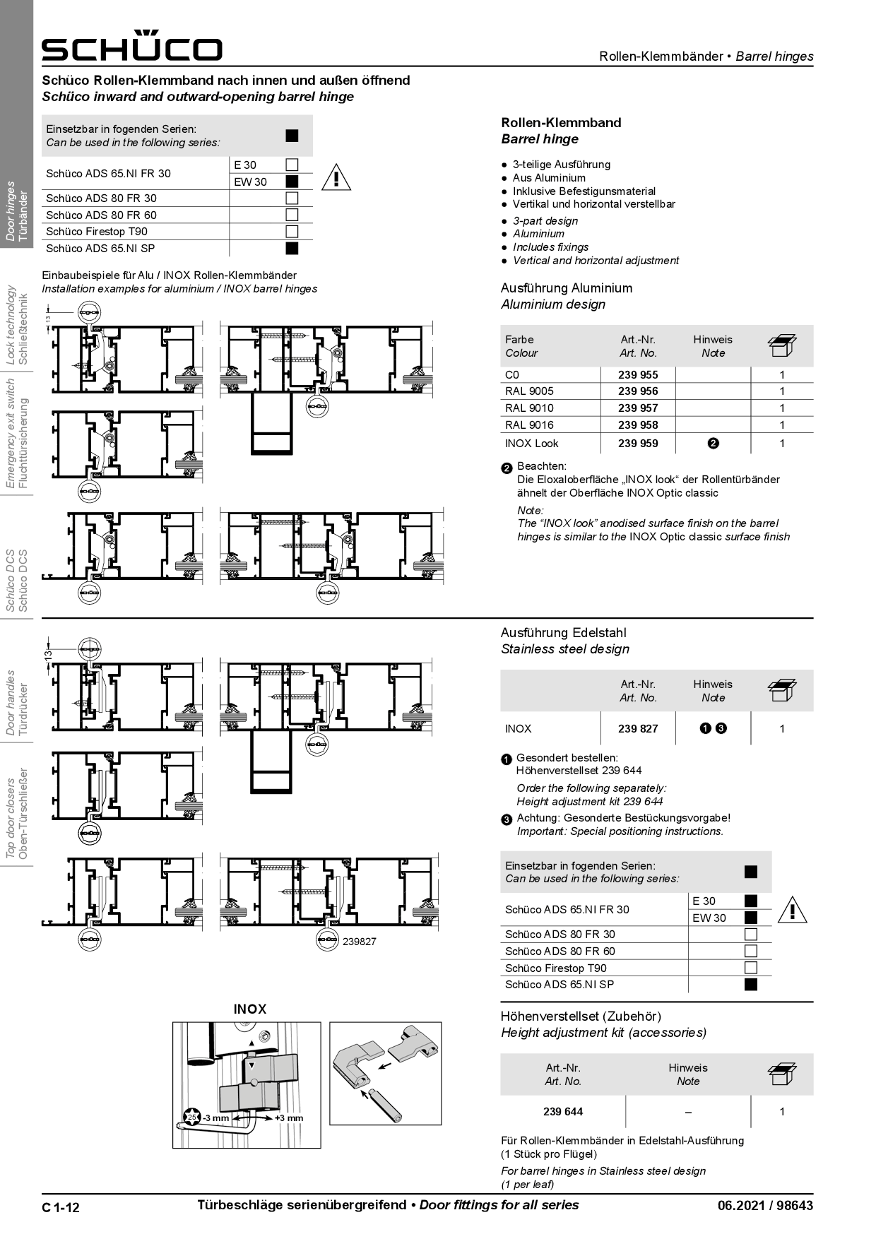 Schüco Rollen-Klemmband, C0/EV1 silber, 239955