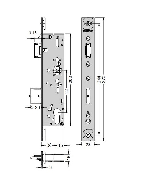 Schüco 241888 Antipanik Fallenschloss, Funktion B