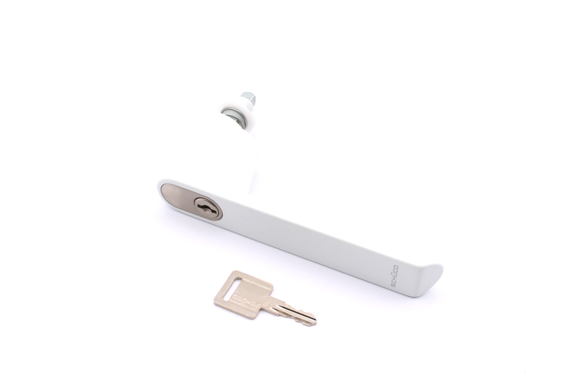 Schüco 247659 abschließbarer RC-Fenstergriff Aluminium, RAL 9016 weiß Schüco 247659 abschließbarer RC-Fenstergriff Aluminium, RAL 9016 weiß